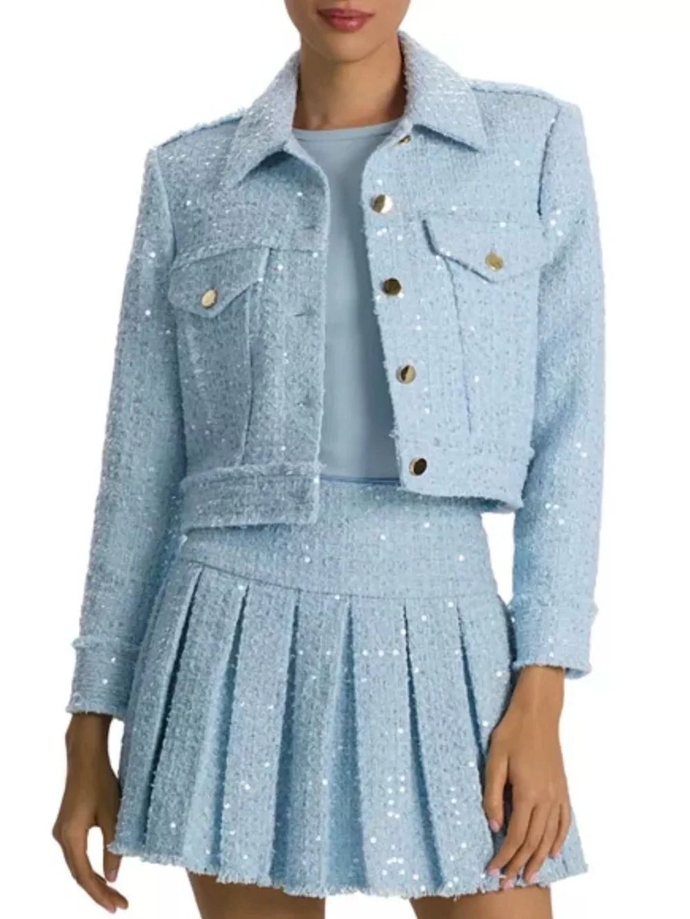 Alice and Olivia Chloe Sparkle Tweed Cropped Jacket new with tags size XS